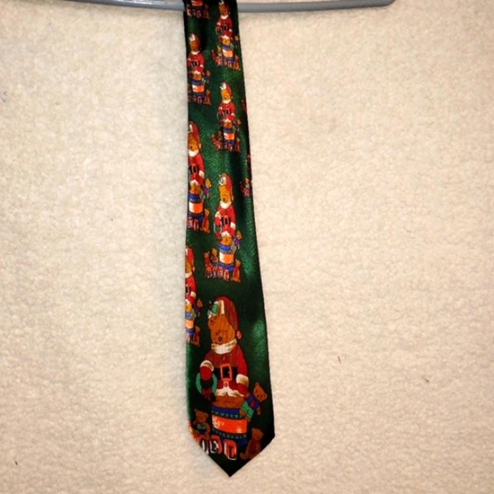 Christmas Tie with Santa Bear Design